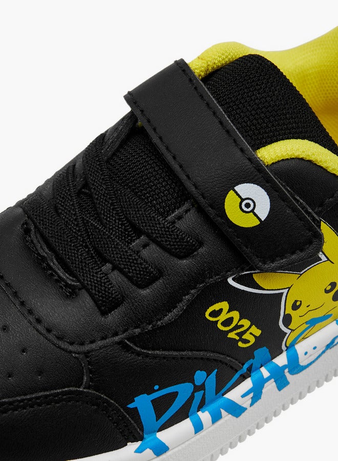 Pokemon Pikachu Print Sneakers with Hook and Loop Closure - Image 4