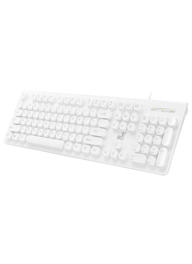BURAQ ZGB S500 Round Key USB Wired Computer Keyboard (White)  - Image 1