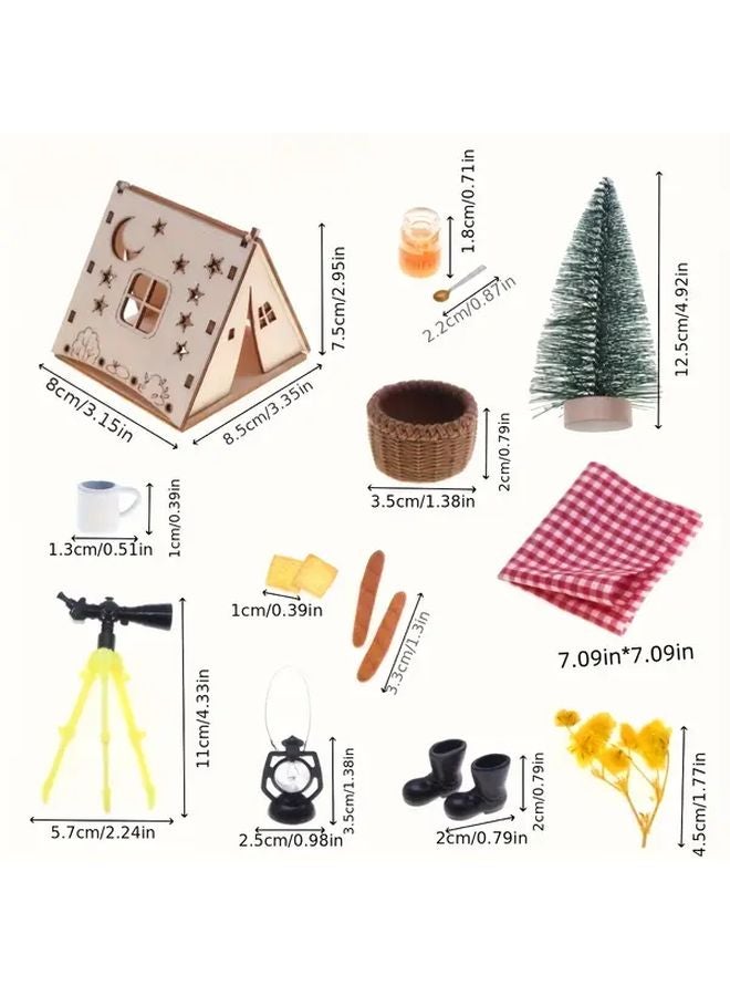 Miniature Outdoor Model Ornaments DIY Painting Dollhouse Tent With Moon Stars - Image 3