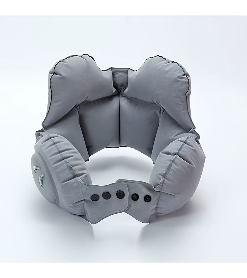 1pc Press Type Inflatable Neck Pillow Apricot Portable Travel Airplane Pillow For Napping - Image 5
