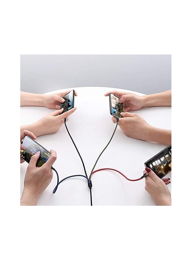 أوسامس كابل شحن متعدد سلك شاحن متعدد نايلون مضفر 1.2 متر 4 في 1 كابل بيانات سلك شحن USB مع موصل الهاتف/النوع C/Micro USB للهاتف/Galaxy S9/S8/S7 والمزيد - Image 2