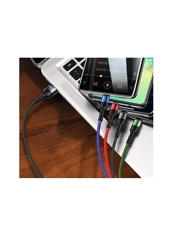 أوسامس كابل شحن متعدد سلك شاحن متعدد نايلون مضفر 1.2 متر 4 في 1 كابل بيانات سلك شحن USB مع موصل الهاتف/النوع C/Micro USB للهاتف/Galaxy S9/S8/S7 والمزيد - Image 3