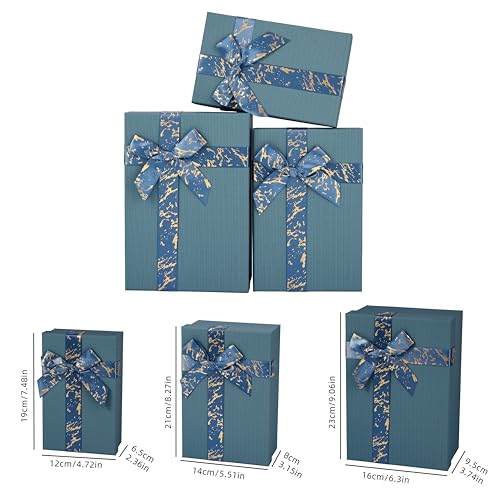 HOME ELEMENTS 3 Pcs Set of Luxury Gift Box Set With Bow, Bridesmaid Box, Decorative Present Boxes for Diwali Christmas Wedding Birthdays Special Occasions Gift Hampers (Blue) - Image 5