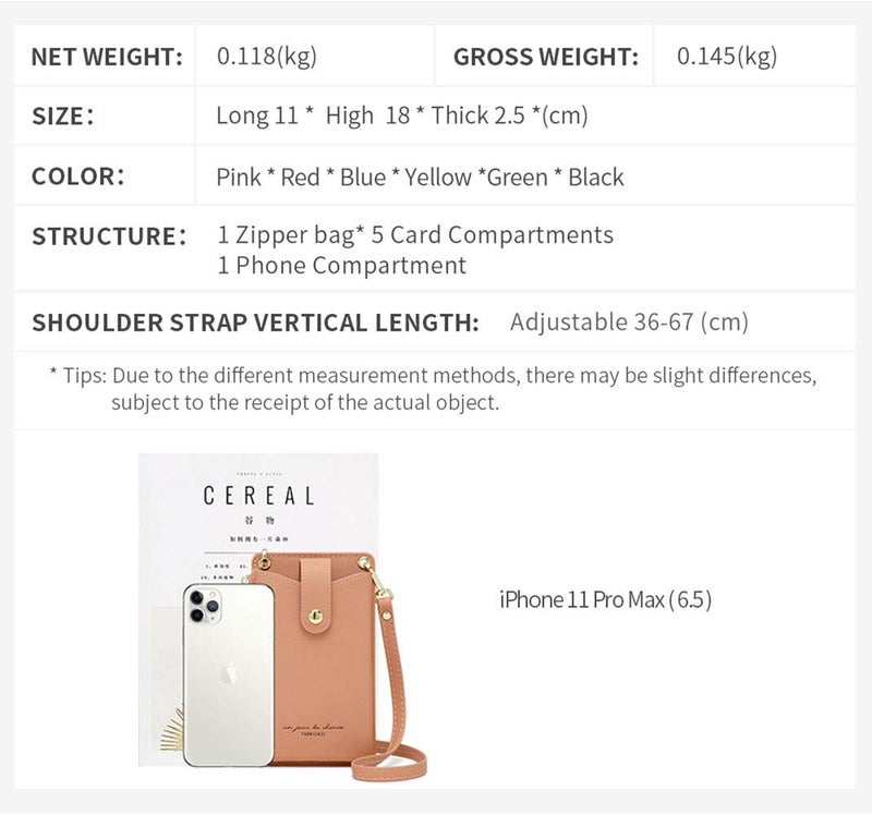 Valentoria Womens Cellphone Crossbody Bag Small Light Leather Shoulder Purse Handbag Card Wallet Lanyard Case Girls Satchel Pouch - Image 5