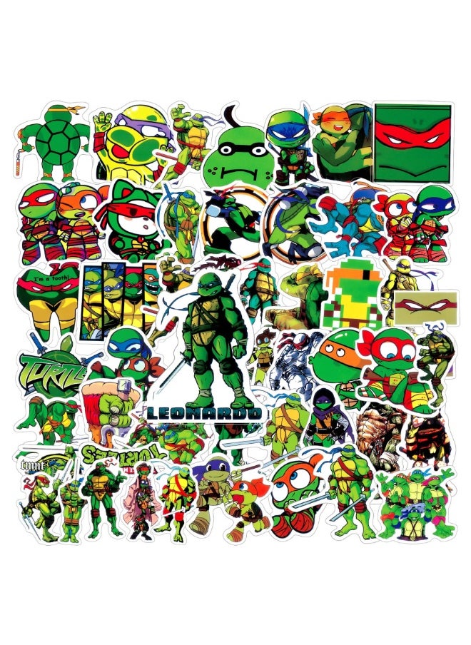 NIBEMINENT 50 Pcs Ninja Turtle Deco Kit Waterproof Stickers, High Definition Printing Bright Colors, Suitable for Laptop Skateboard Luggage Water Bottle Guitar DIY  - Image 1