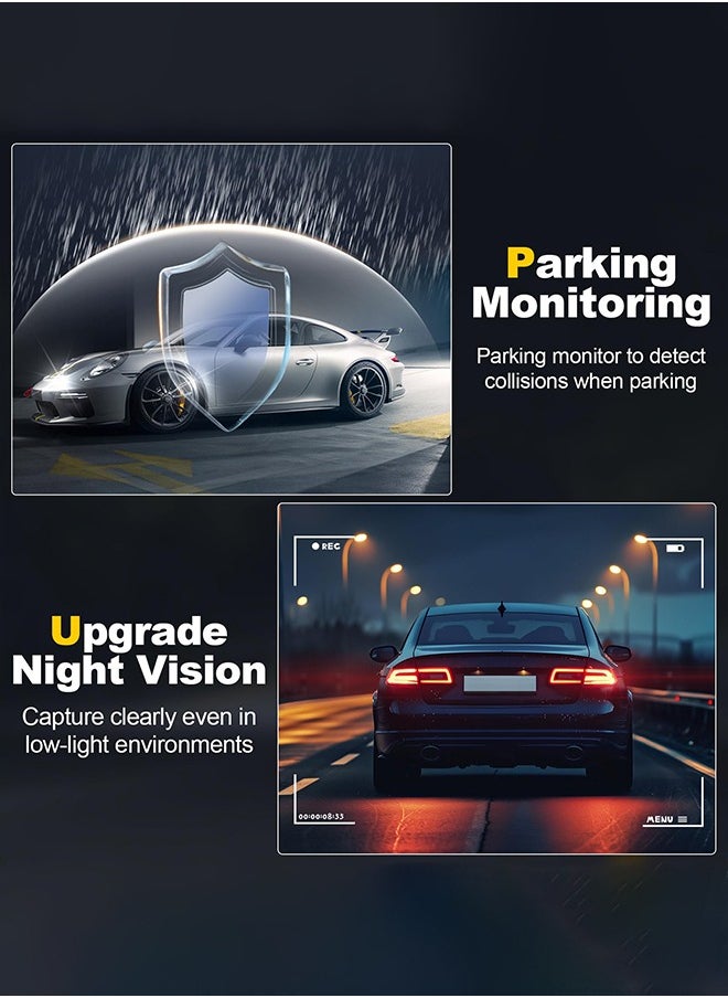 Digisand Dash Camera, 4K/1080p Dash Camera Front and Rear, Built-in WiFi, Dash Cam with 64GB SD Card, Full HD 2.0” IPS Screen, for App Control, G-Sensor, Loop Recording, and Parking Mode  - Image 5