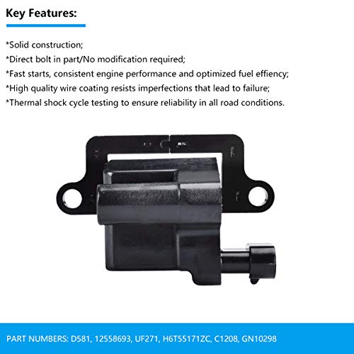 FAERSI Ignition Coil Pack Compatible with Chevy Silverado, Avalanche, Suburban, GMC & Cadillac Vehicles, Scalade, Avalanche, Silverado, Express 3500, Tahoe, Sierra, Savana, Replace for UF271, 5C1083, D581 - Image 5