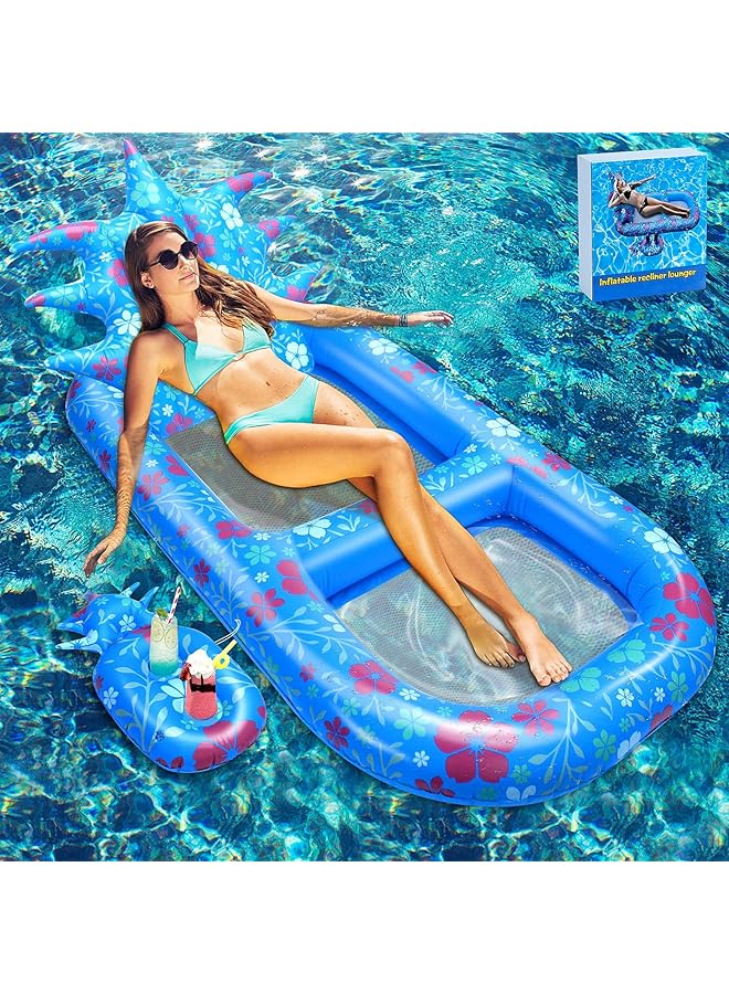 كاست ويف عوامات حمام سباحة قابلة للنفخ على شكل أناناس عملاق للبالغين مع حامل أكواب 170 سم عوامات شاطئية فاخرة للاسترخاء لحفلات حمام السباحة الصيفية في الهواء الطلق (أزرق) - Image 1