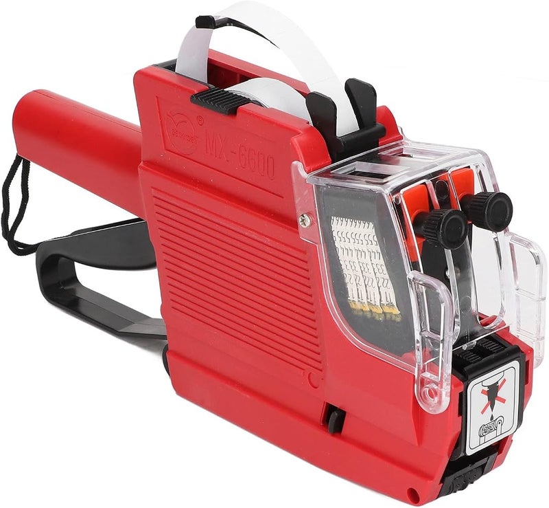 Bewinner Price Tag 10 Digits 2 Lines, MX-6600 Dual Line Price Marker with Ink Roller, Red Labeller Attacher for Retail Office Store Grocery Labeling (Red) - Image 1