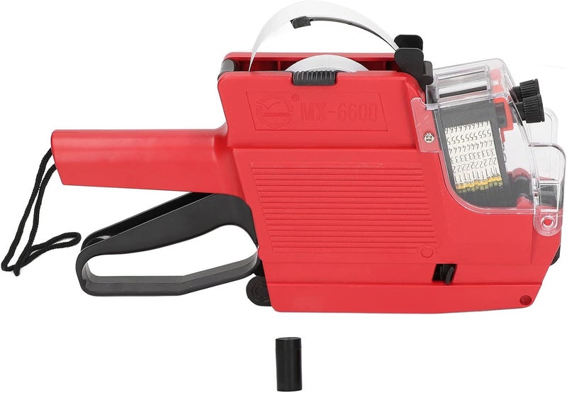 Bewinner Price Tag 10 Digits 2 Lines, MX-6600 Dual Line Price Marker with Ink Roller, Red Labeller Attacher for Retail Office Store Grocery Labeling (Red) - Image 5