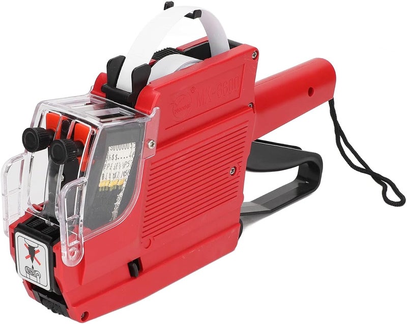 Bewinner Price Tag 10 Digits 2 Lines, MX-6600 Dual Line Price Marker with Ink Roller, Red Labeller Attacher for Retail Office Store Grocery Labeling (Red) - Image 2