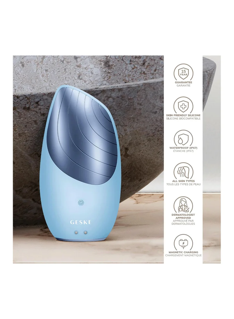 GESKE SmartAppGuided Sonic Thermo Facial Brush | 6 in 1 | Skin Cleansing | Cleansing Brush with Thermal Function | Facial Massager | Electric Facial Brush | Facial Cleansing Device - Aquamarine