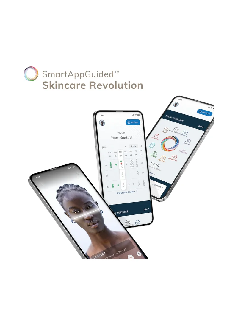 GESKE SmartAppGuided Sonic Thermo Facial Brush | 6 in 1 | Skin Cleansing | Cleansing Brush with Thermal Function | Facial Massager | Electric Facial Brush | Facial Cleansing Device - Aquamarine
