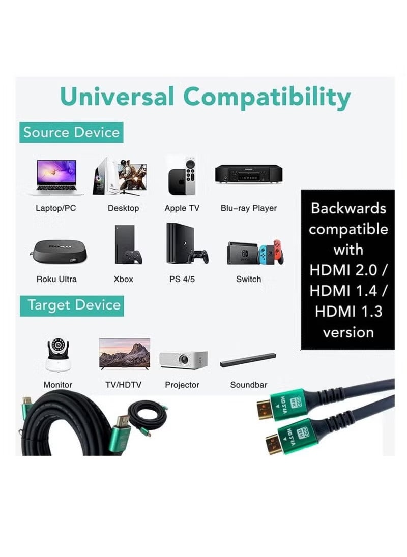 JAJEEK 2M 8K Ultra HD HDMI Cable 48Gbps High-Speed 2.1V Premium Connectors with HDR, ARC, and HDTV Support for Crystal Clear Video and Audio  - Image 2