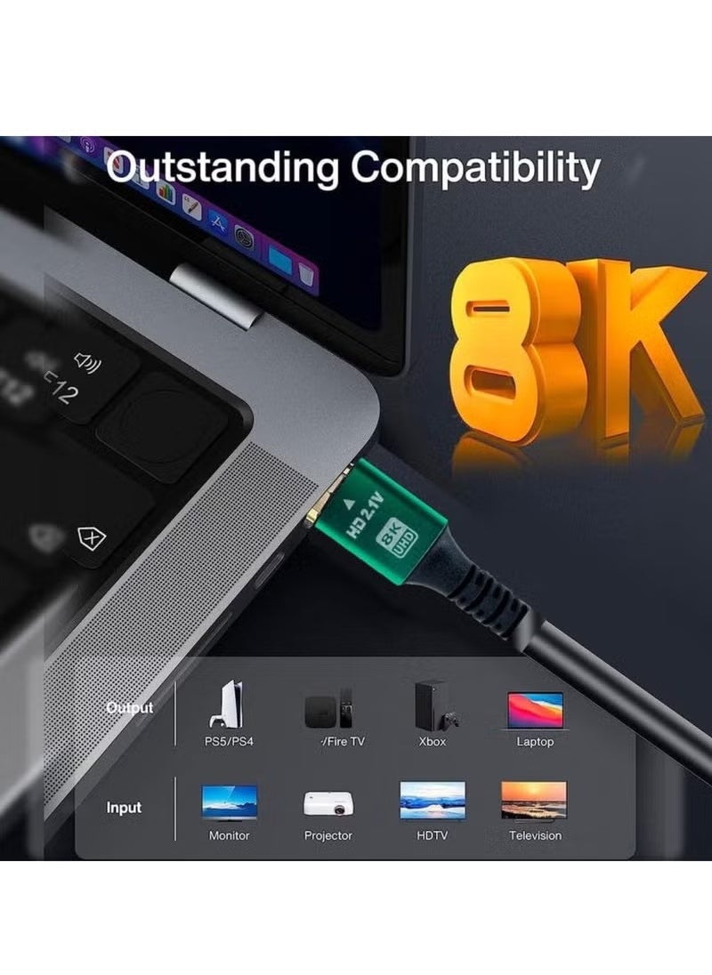 JAJEEK 2M 8K Ultra HD HDMI Cable 48Gbps High-Speed 2.1V Premium Connectors with HDR, ARC, and HDTV Support for Crystal Clear Video and Audio  - Image 3