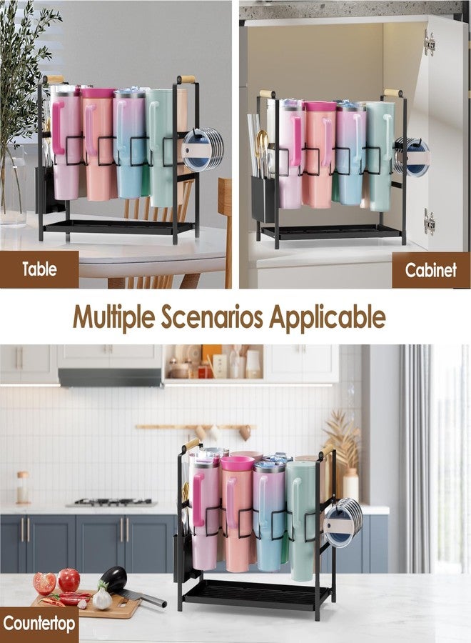 Housolution Water Bottle Organizer Drying Rack for 40 oz Tumbler with Handle, Multifunctional Cup Storage Holder Compatible with Stanley, Owala, Simple Modern and Other Brands, 8 Slots (Patented) - Image 5