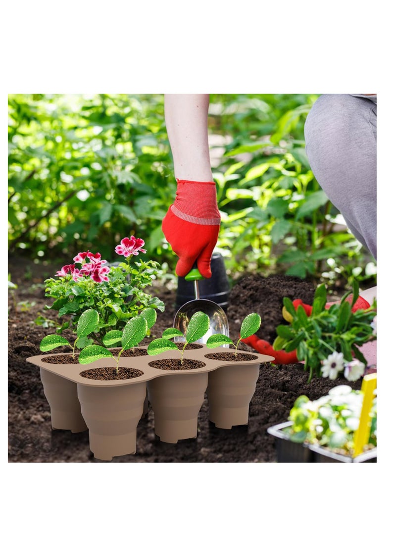 Zikra Silicone Seed Starter Tray, 100% Silicone, Zero Plastic, BPA Free, Reusable Seed Starter Tray Bonsai Plant Starter Kit Flexible Seedling Germination Cup for Indoor Plant Propagation (Brown) - Image 4