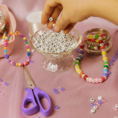 Linpeng Pony Beads Bulk for Bracelet Making, Plastic Round Beads, DIY Jewelry Supplies, Gift for Beader, 6x9mm, 1600 pcs, 1 lb - Image 3