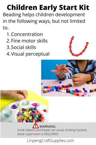 Linpeng Pony Beads Bulk for Bracelet Making, Plastic Round Beads, DIY Jewelry Supplies, Gift for Beader, 6x9mm, 1600 pcs, 1 lb - Image 5