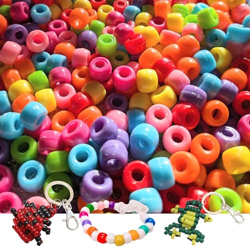 Linpeng Pony Beads Bulk for Bracelet Making, Plastic Round Beads, DIY Jewelry Supplies, Gift for Beader, 6x9mm, 1600 pcs, 1 lb - Image 1