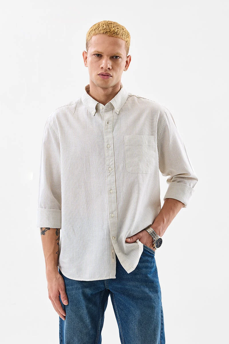 سنيتش Off-White Striped Long Sleeve Regular Fit Shirt