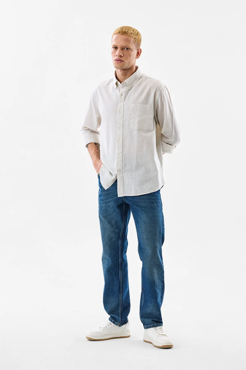 سنيتش Off-White Striped Long Sleeve Regular Fit Shirt