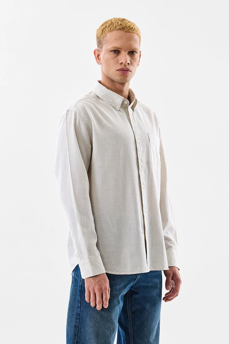سنيتش Off-White Striped Long Sleeve Regular Fit Shirt