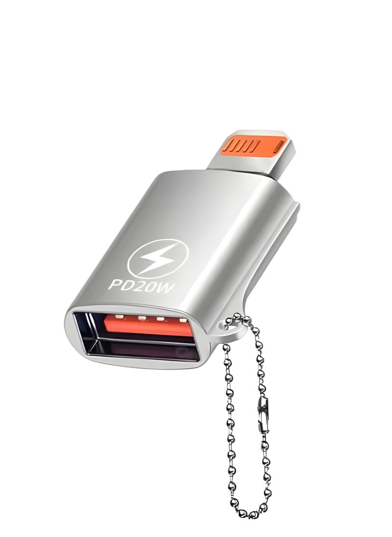 FIRST PRO Portable Lightning to USB 3.0 Adapter, for Apple iPhone to USB 3.0 Female Connector OTG Compatible for all iPhone 11 pro max/13 mini/iPad/USB Flash Drive/hard drive/USB Reader/Camera (GREY)  - Image 1