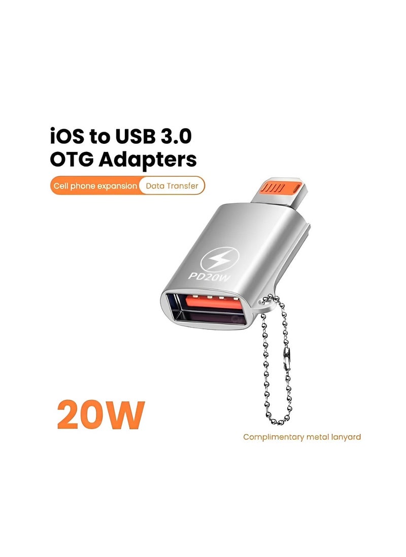 FIRST PRO Portable Lightning to USB 3.0 Adapter, for Apple iPhone to USB 3.0 Female Connector OTG Compatible for all iPhone 11 pro max/13 mini/iPad/USB Flash Drive/hard drive/USB Reader/Camera (GREY)  - Image 4