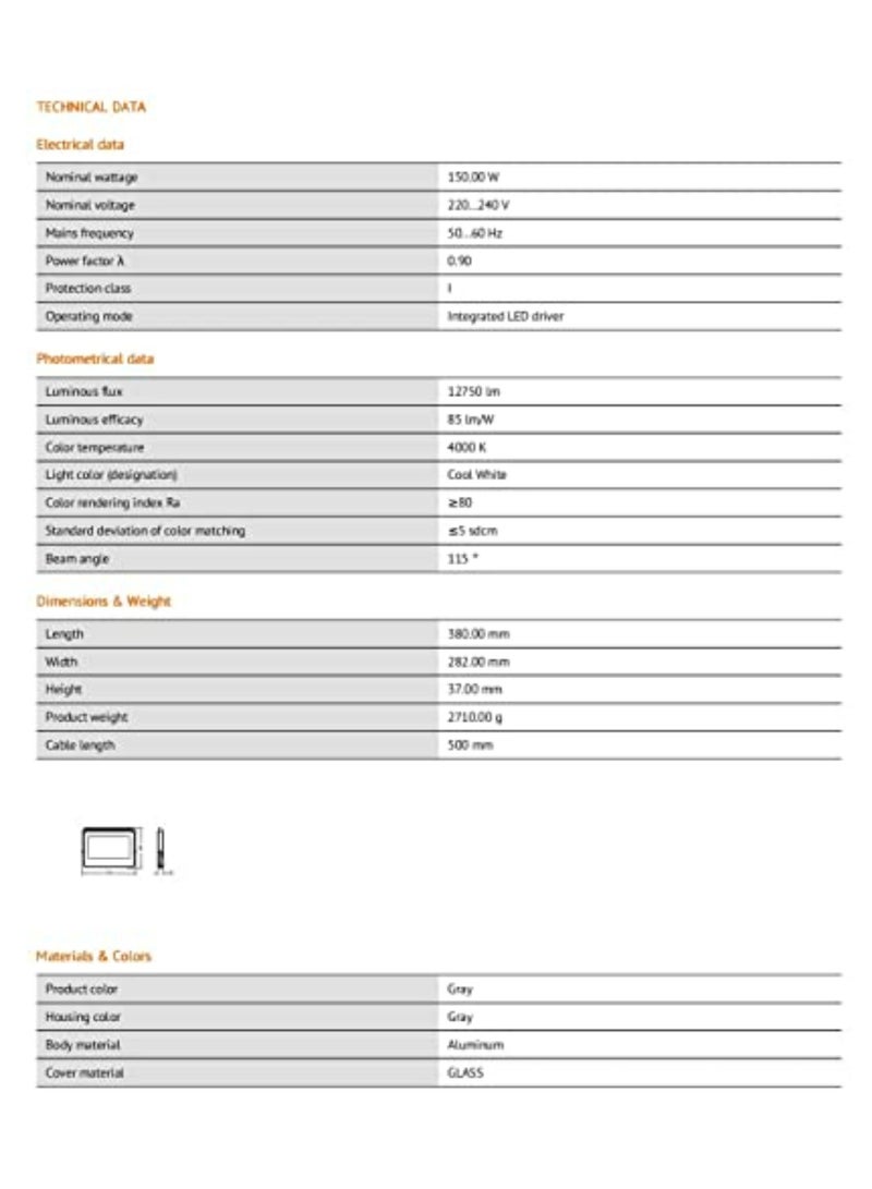 OSRAM Ledvance Led Eco Flood Light 150W Cool Day Light White LedvEcoFl150WCd - Image 5