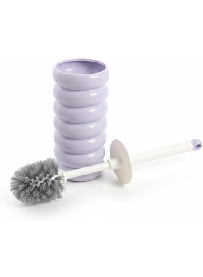 Spaceshoop Modern Toilet Brush and Holder Set Stylish Ribbed Wavy Design Ergonomic Long Handle with Deep Cleaning Bristles Space Saving Decorative Bathroom Accessory 1 Purple - Image 4