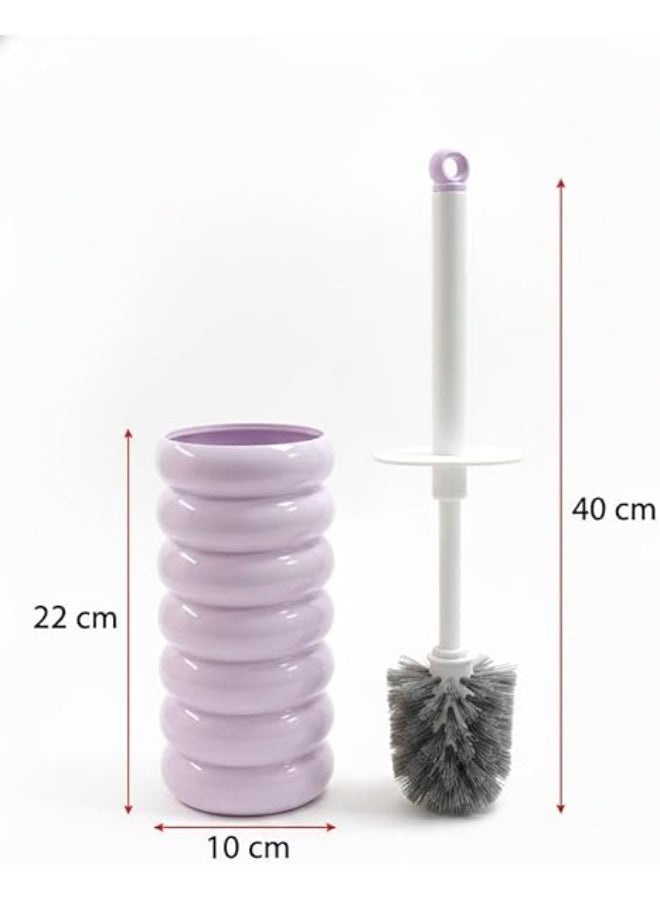 Spaceshoop Modern Toilet Brush and Holder Set Stylish Ribbed Wavy Design Ergonomic Long Handle with Deep Cleaning Bristles Space Saving Decorative Bathroom Accessory 1 Purple - Image 3