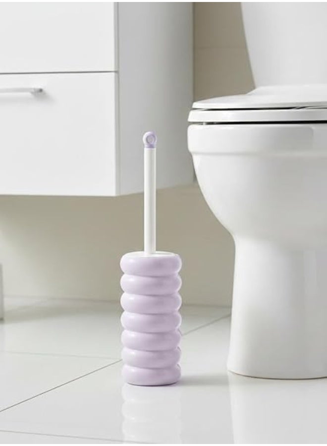 Spaceshoop Modern Toilet Brush and Holder Set Stylish Ribbed Wavy Design Ergonomic Long Handle with Deep Cleaning Bristles Space Saving Decorative Bathroom Accessory 1 Purple - Image 2