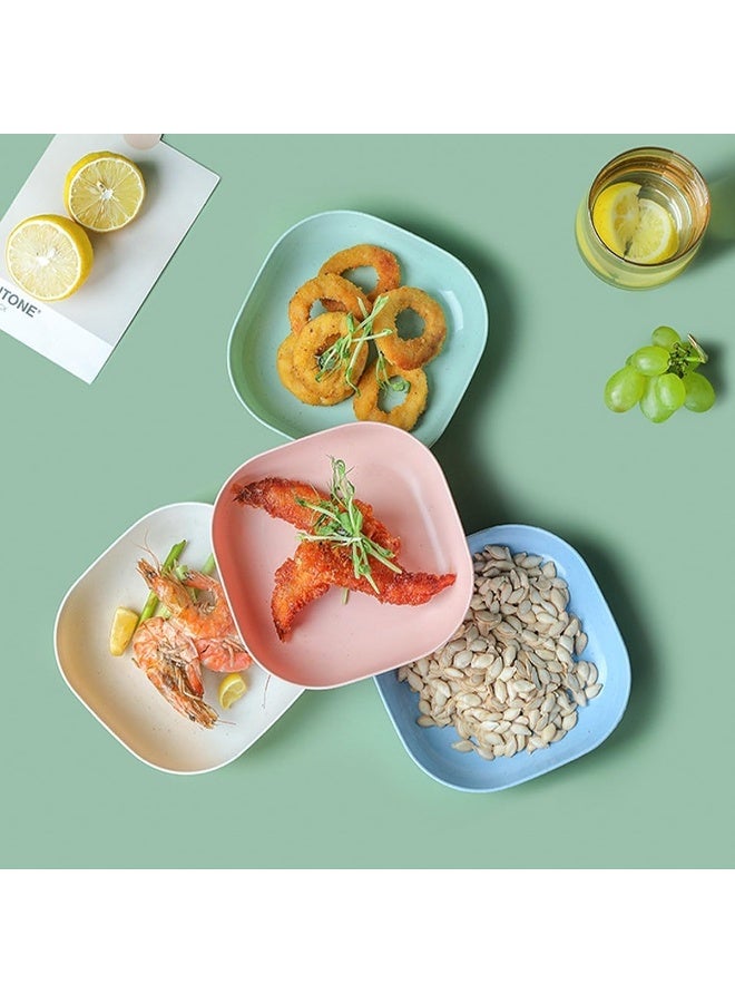 كيلا طقم أطباق عشاء بلاستيكية مربعة (مجموعة من 10 قطع) طبق وجبات خفيفة ملون/طبق إفطار مع حامل - Image 2