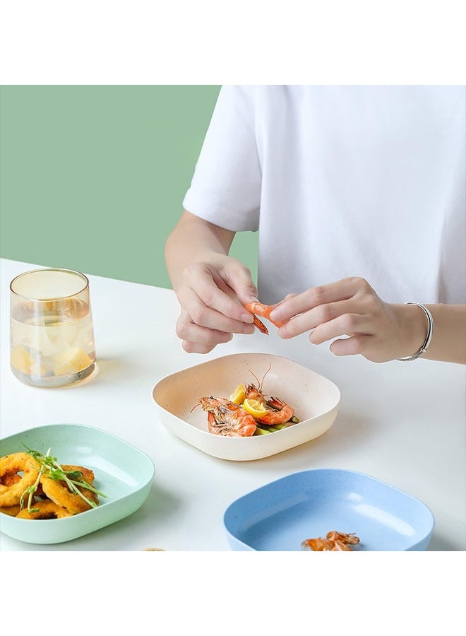 كيلا طقم أطباق عشاء بلاستيكية مربعة (مجموعة من 10 قطع) طبق وجبات خفيفة ملون/طبق إفطار مع حامل - Image 3