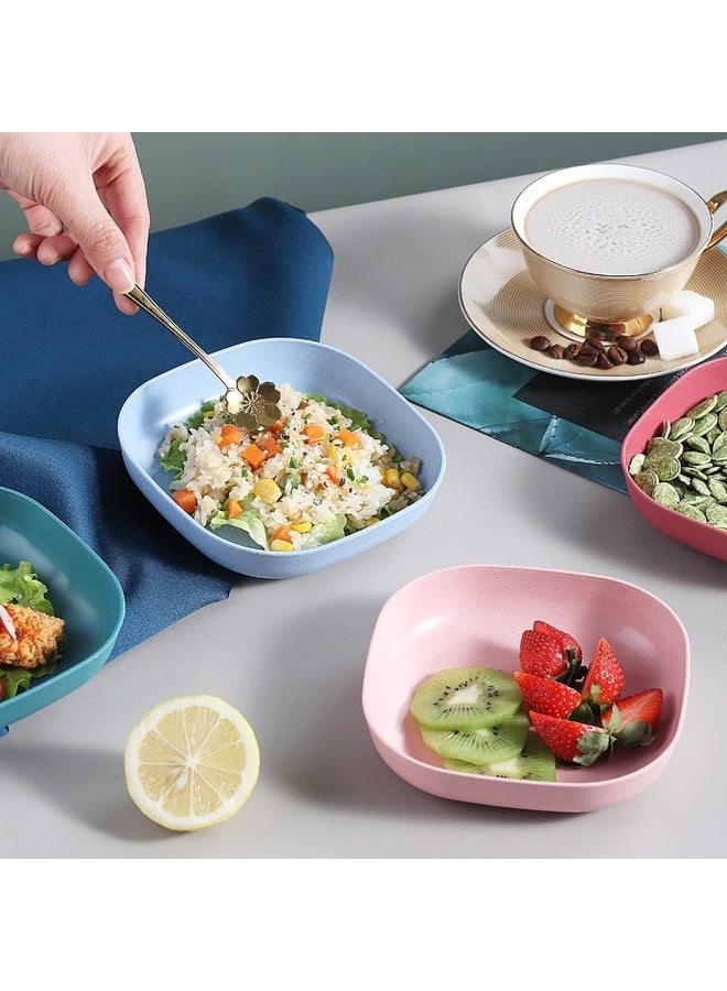 كيلا طقم أطباق عشاء بلاستيكية مربعة (مجموعة من 10 قطع) طبق وجبات خفيفة ملون/طبق إفطار مع حامل - Image 5