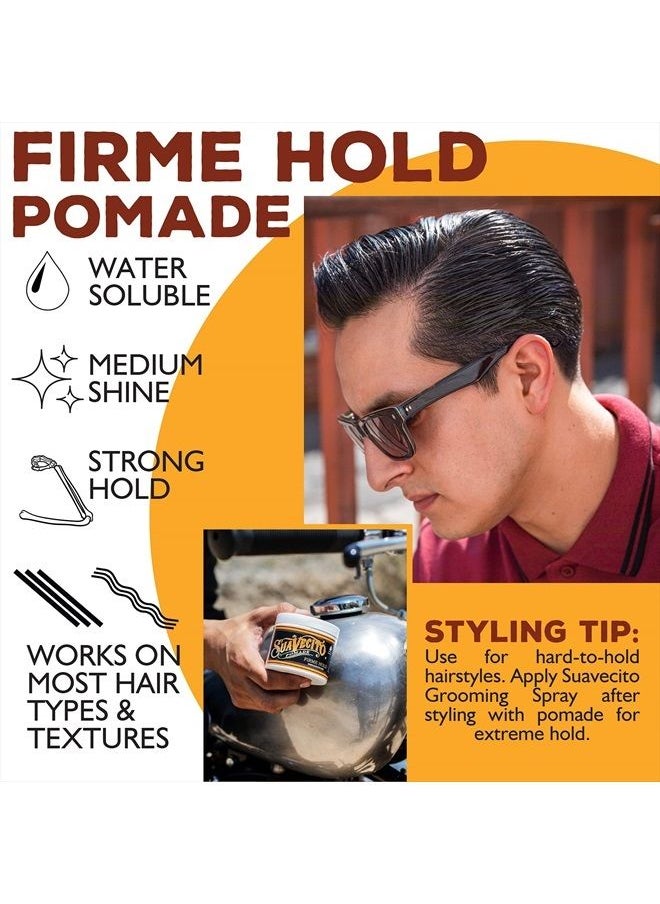 SUAVECITO Pomade Firme (Strong) Hold 4 oz, 1 Pack - Strong Hold Hair Pomade For Men - Medium Shine Water Based Wax Like Flake Free Hair Gel - Easy To Wash Out - All Day Hold For All Hair Styles  - Image 5