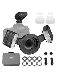 MF12-DK1 Macro Flash Kit Including 2 x MF12 Off-Camera TTL Flash Light + 1 x Flsh Trigger + 8 x Adapter Rings + 1 x Mounting Ring + 2 x Diffusers + 2 x Cold Shoe Mounts