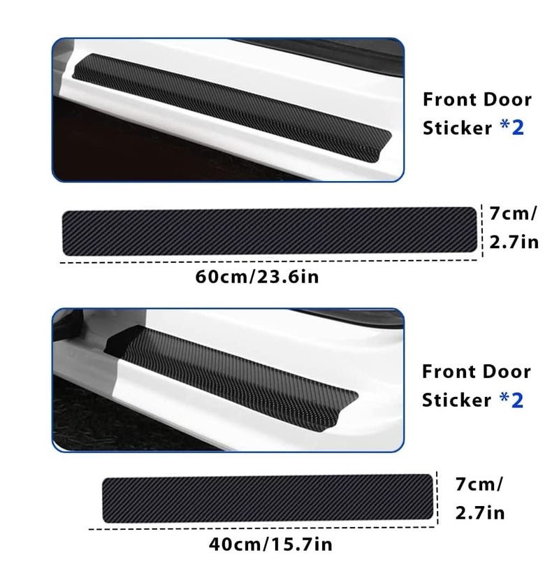Kidoca ® 4PCS Car Door Carbon Fiber Sill Edge Anti-Scratch Guard Protector Accessories Compatible for Nissan Magnite | Kicks | Sunny | Micra | Terrano | Evalia - Image 2