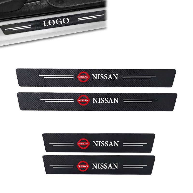 Kidoca ® 4PCS Car Door Carbon Fiber Sill Edge Anti-Scratch Guard Protector Accessories Compatible for Nissan Magnite | Kicks | Sunny | Micra | Terrano | Evalia - Image 1