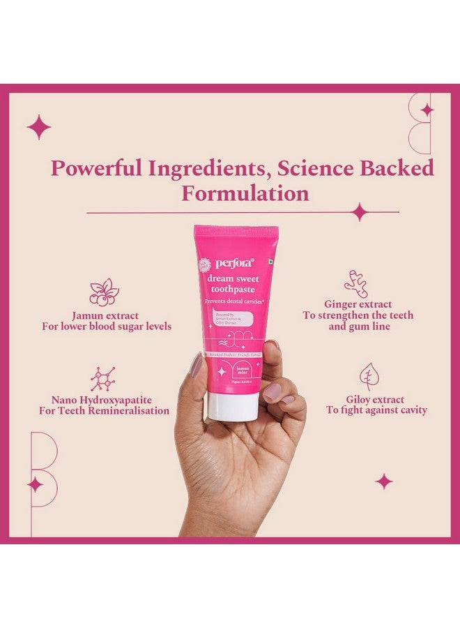 Perfora Oral Health Diabetics Special Toothpaste For Adults - 150 Gms (Pack Of 1) | Sugar Free Toothpaste | Cavity Protection Toothpaste | Diabetic Friendly Tooth Gel | Toothpaste For Kids & Adults | Sls Free Toothpaste | Anticavity Toothpaste | No Artificial Sweeteners | Made Safe Certified | Vegan-Friendly | Gel Toothpaste - Jamun Mint (Flavor) - Image 4