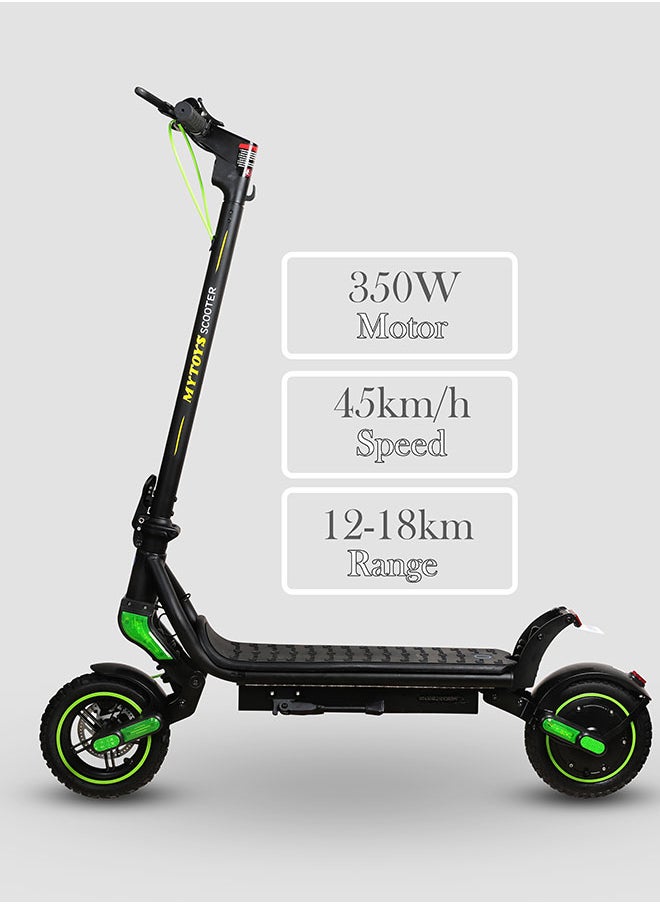 MYTOYS Mt650 2024 Model - Neon Green - Folding Electric Scooter - Brush Less Motor 350W - 12-18Km Range Battery 5.2Ah - Speed Up To 45Kmh With Front And Rear Suspension  - Image 3