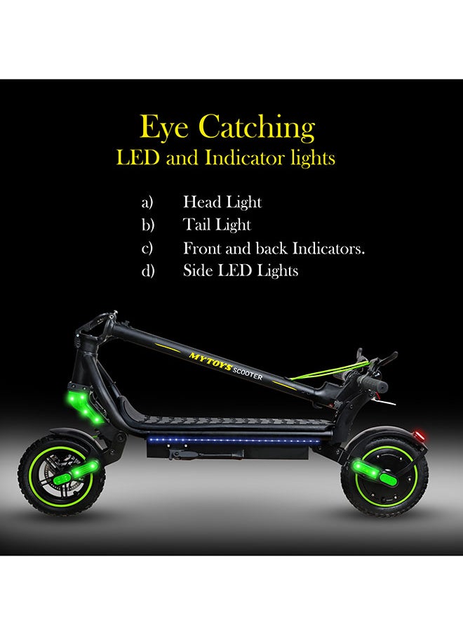 MYTOYS - Mt650 2024 Model - Neon Green - Folding Electric Scooter - Brush Less Motor 350W - 12-18Km Range Battery 5.2Ah - Speed Up To 45Kmh With Front And Rear Suspension - Image 1