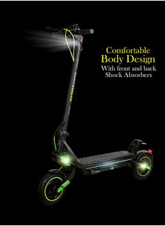 MYTOYS Mt650 2024 Model - Neon Green - Folding Electric Scooter - Brush Less Motor 350W - 12-18Km Range Battery 5.2Ah - Speed Up To 45Kmh With Front And Rear Suspension  - Image 4