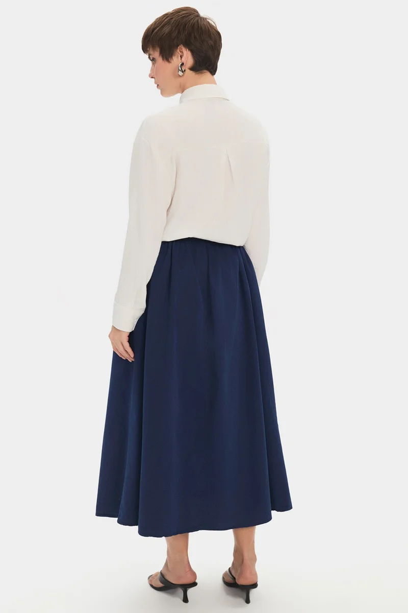 JUNE Women's 100% Cotton Pleated Midi Skirt