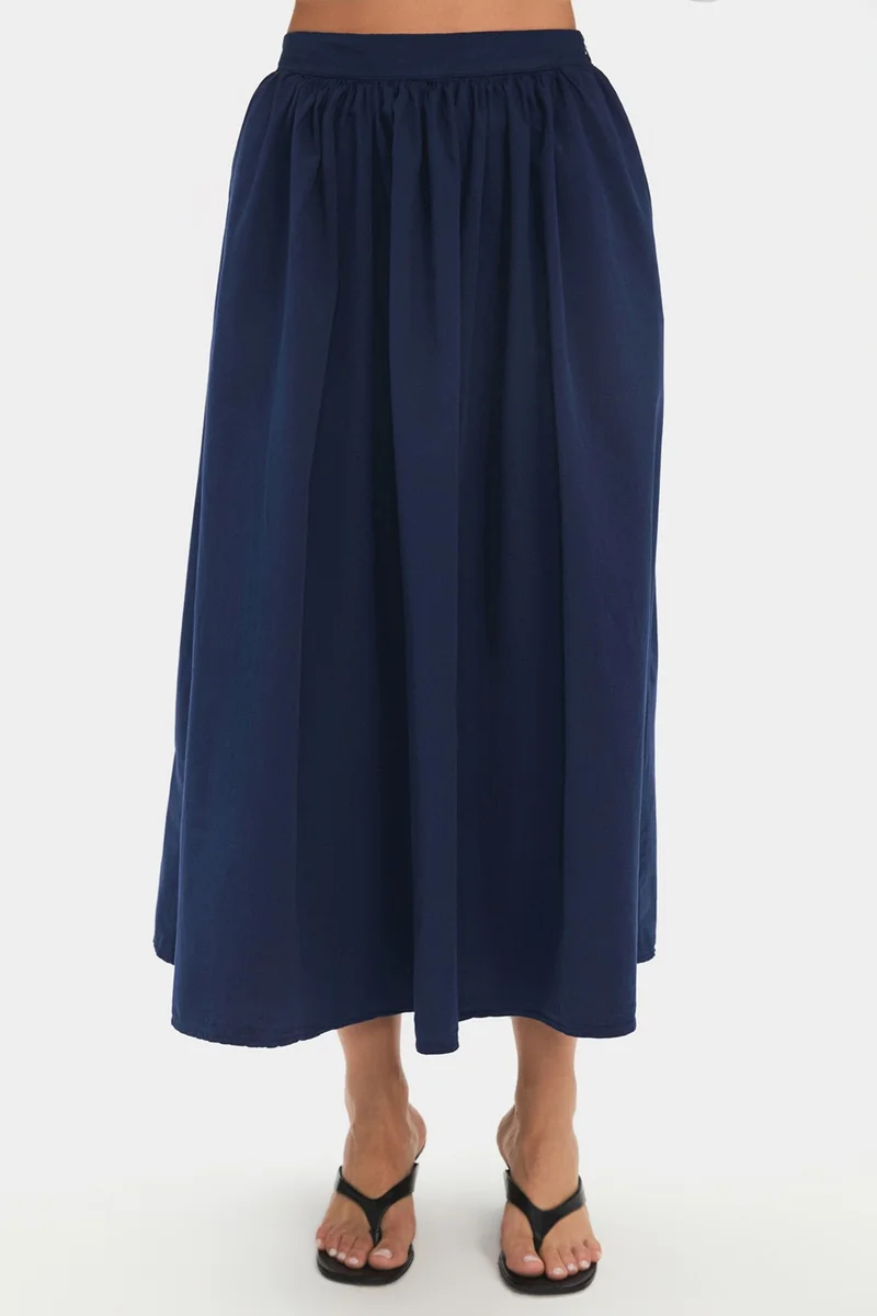 JUNE Women's 100% Cotton Pleated Midi Skirt