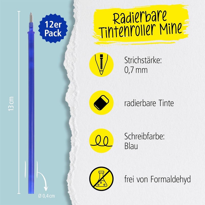 Online 12 x Blue Refills Compatible with Legami Gel Pens - Rollerball Pen Refill - Eraser Ink, 0.7 mm Line Width - Image 2