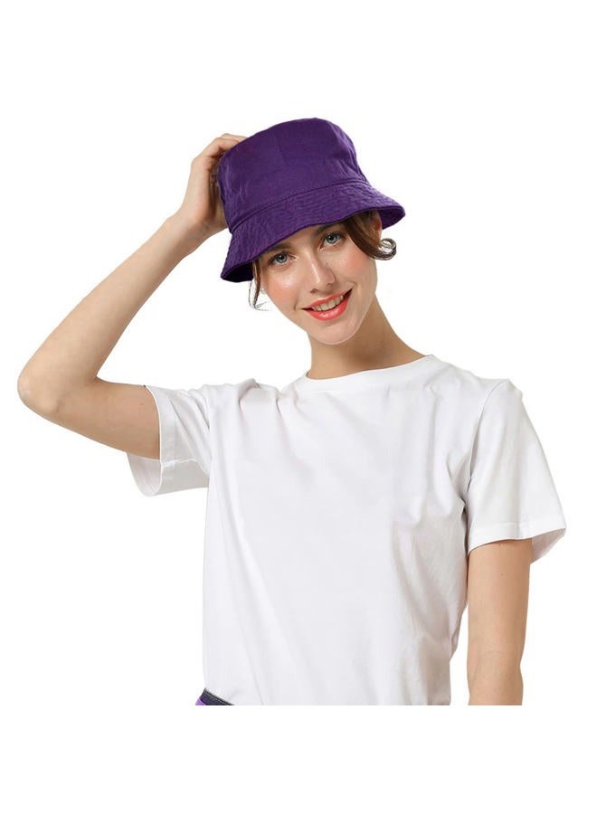 Falari Men Women Unisex Cotton Bucket Hat 100% Cotton Packable for Travel Fishing Hunting Summer Camp (L/XL, Purple) - Image 3