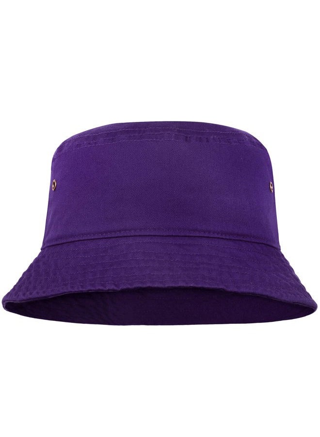 Falari Men Women Unisex Cotton Bucket Hat 100% Cotton Packable for Travel Fishing Hunting Summer Camp (L/XL, Purple) - Image 1
