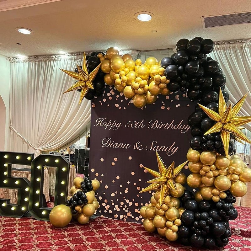 ADOINBY Gold and Black Balloons 140Pcs Birthday Decoration Kit - Image 5